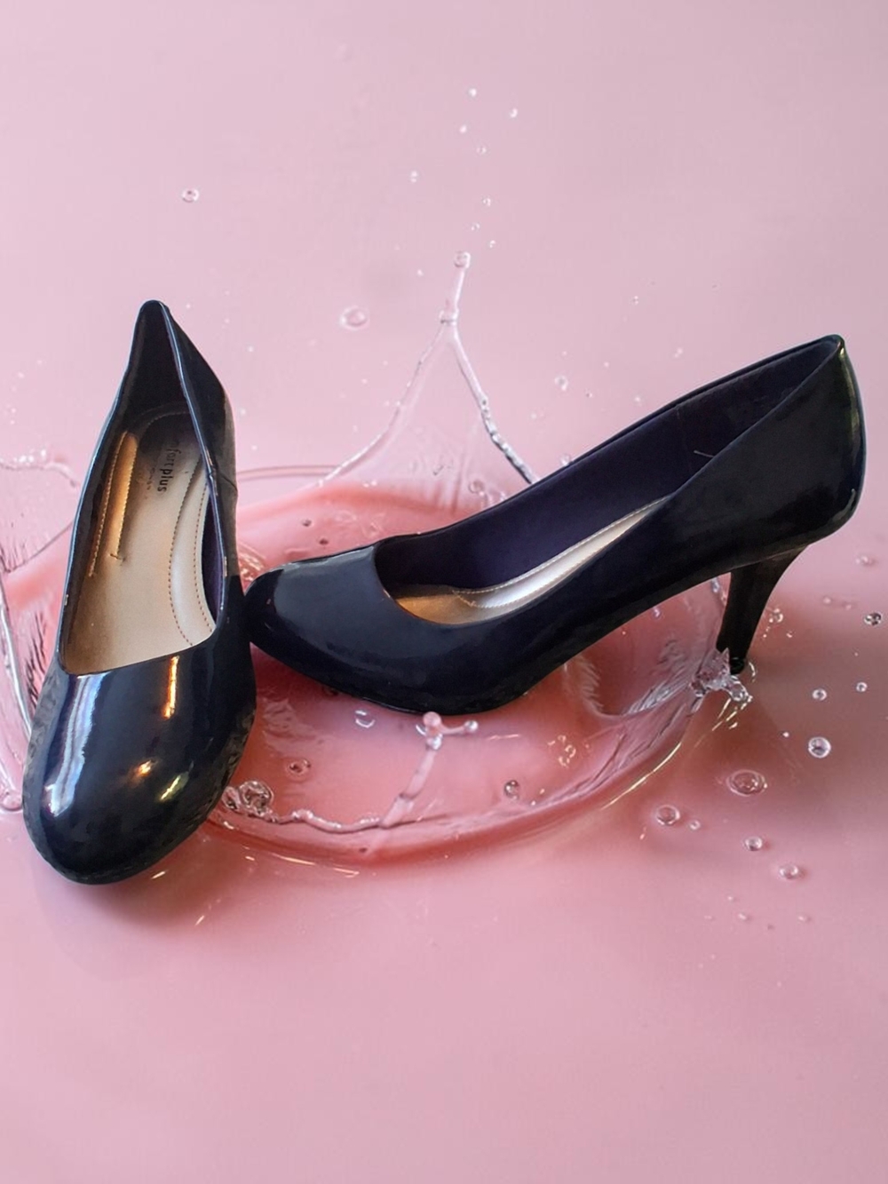 Comfort Plus by Predictions Navy Patent Mid-Heel Pumps Womens Shoes Size 9 NEW